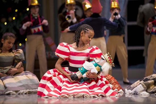 Pacific Northwest Ballet School student Samrawit Saleem as Clara in a scene from George Balanchine’s The Nutcracker®, choreographed by George Balanchine © The George Balanchine Trust. Photo 2017 © Angela Sterling.